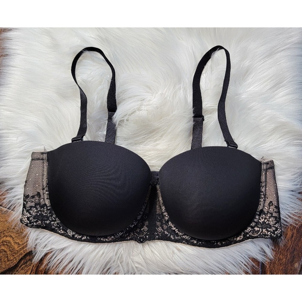 Torrid Strapless Convertible Multi-way Bra Black / Nude Lace Women's size 38D